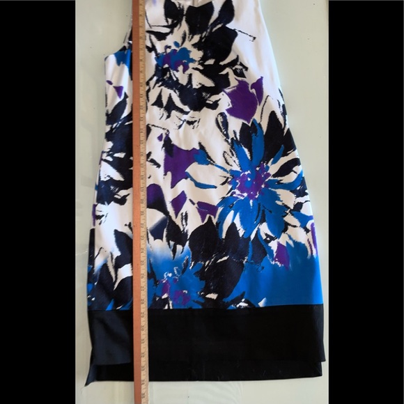 T TAHARI SLEEVELESS LOW HIGH FRAN DRESS SZ 2 COLORFUL LINED ZIPPER COTTON BLEND - Picture 11 of 11